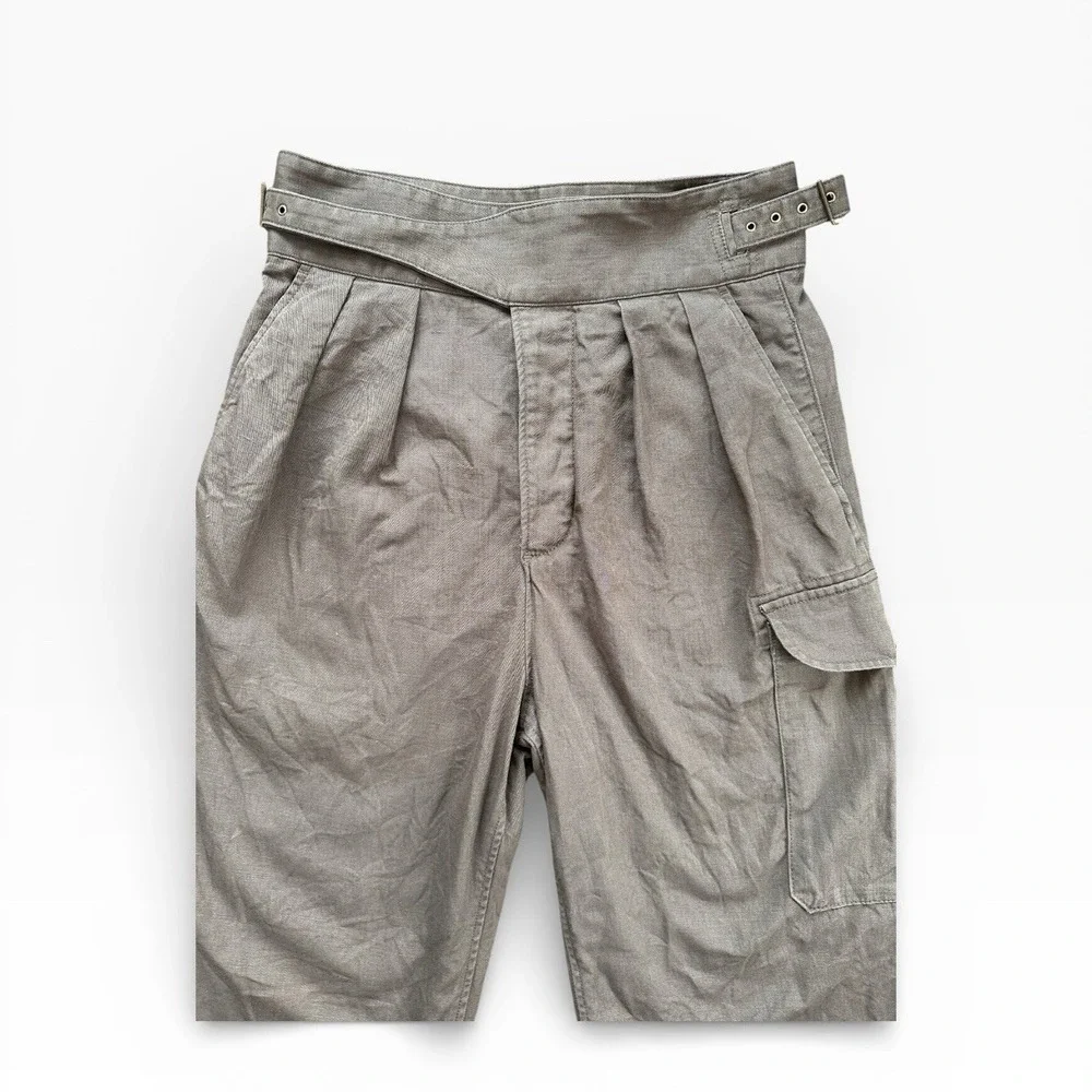 Banana Republic Cargo Pants Womens 8 Brown Excellent High Rise Cotton Linen Wide